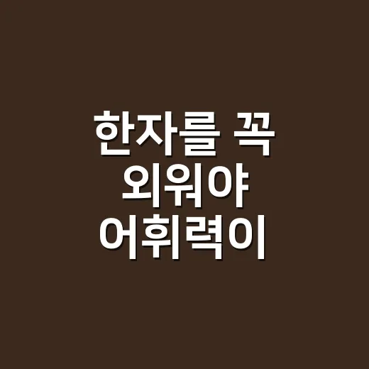 한자를 꼭 외워야 어휘력이 늘까요?
