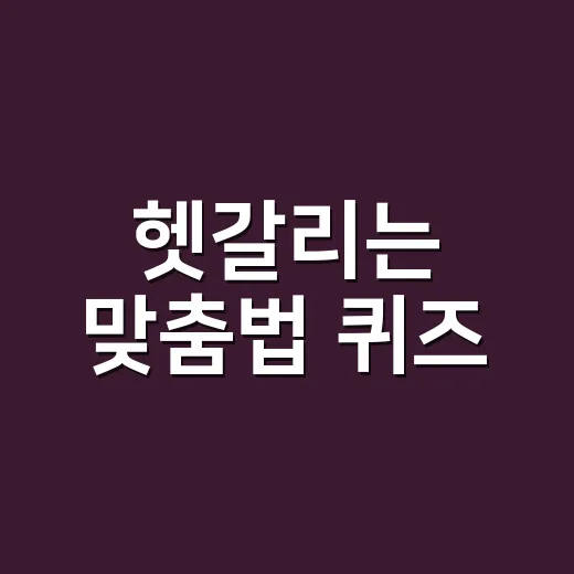 헷갈리는 맞춤법 퀴즈, 몇 개나 바로 맞히고 계신가요? - 요약