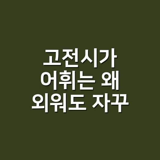 고전시가 어휘는 왜 외워도 자꾸 헷갈릴까요? - 요약