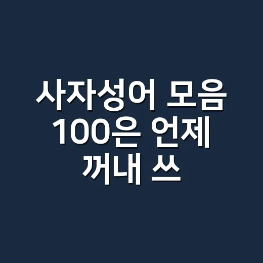 사자성어 모음 100은 언제 꺼내 쓰면 좋을까요? - 요약
