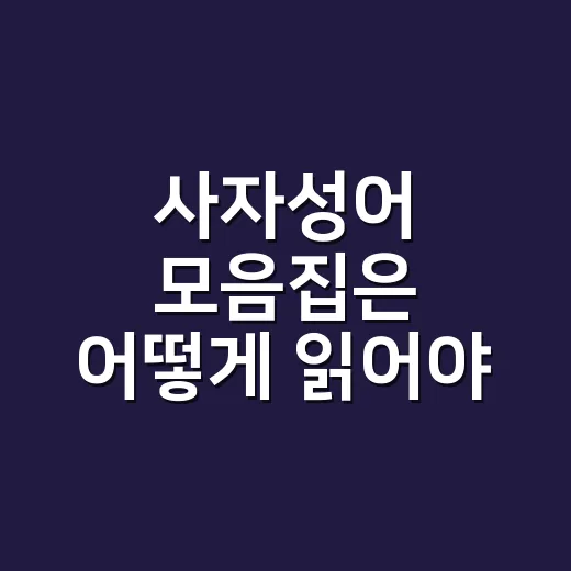 사자성어 모음집은 어떻게 읽어야 오래 기억날까요? - 요약