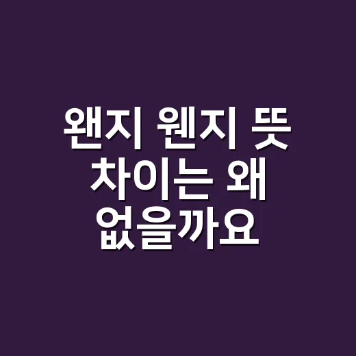 왠지 웬지 뜻 차이는 왜 없을까요? - 요약