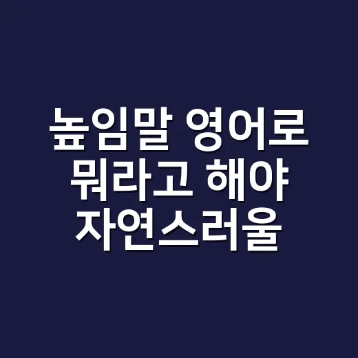 높임말 영어로 뭐라고 해야 자연스러울까요? - 요약
