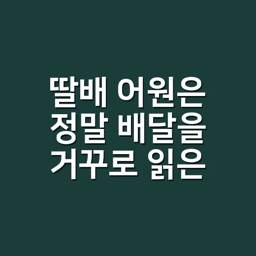 딸배 어원은 정말 배달을 거꾸로 읽은 걸까요? - 요약