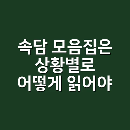 속담 모음집은 상황별로 어떻게 읽어야 할까요? - 요약