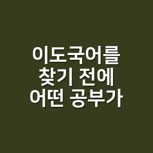 이도국어를 찾기 전에 어떤 공부가 필요한지 보셨나요? - 요약