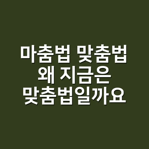 마춤법 맞춤법 왜 지금은 맞춤법일까요? - 요약