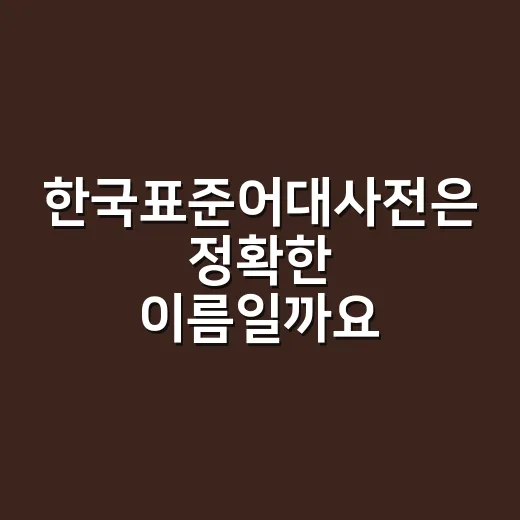 한국표준어대사전은 정확한 이름일까요? - 요약