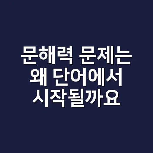 문해력 문제는 왜 단어에서 시작될까요? - 요약