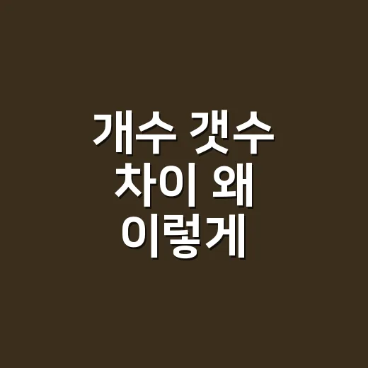 개수 갯수 차이 왜 이렇게 헷갈릴까요? - 요약