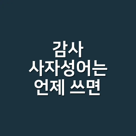 감사 사자성어는 언제 쓰면 좋을까요? - 요약