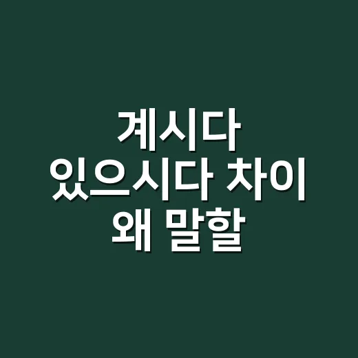 계시다 있으시다 차이 왜 말할 때마다 헷갈릴까요? - 요약