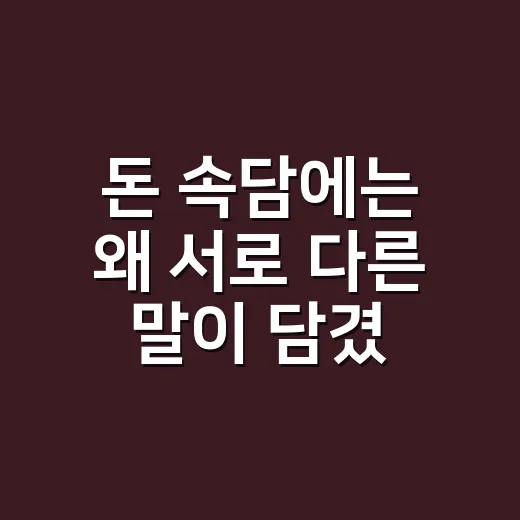 돈 속담에는 왜 서로 다른 말이 담겼을까요? - 요약