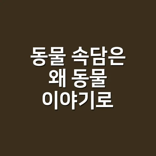 동물 속담은 왜 동물 이야기로 사람을 말할까요? - 요약