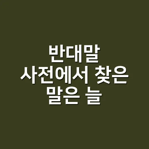 반대말 사전에서 찾은 말은 늘 반대일까요? - 요약