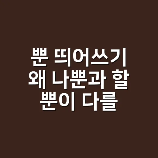 뿐 띄어쓰기 왜 나뿐과 할 뿐이 다를까요? - 요약