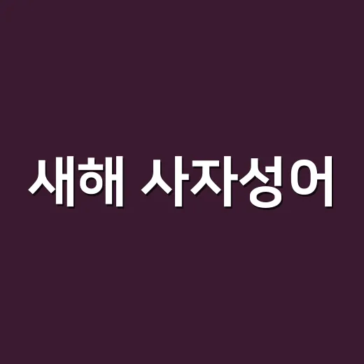 새해 사자성어, 마음에 맞는 말은 무엇일까요? - 요약
