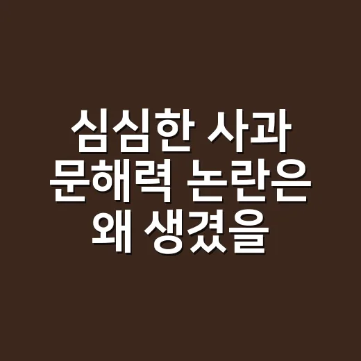 심심한 사과 문해력 논란은 왜 생겼을까요? - 요약