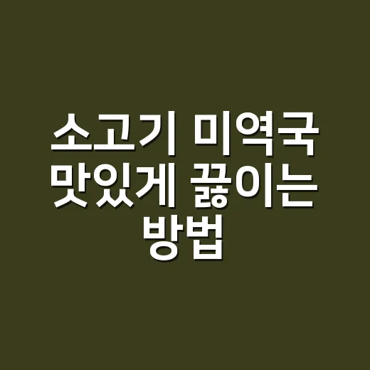 소고기 미역국 맛있게 끓이는 방법, 국물 탁하지 않게 하려면 이렇게 - 요약