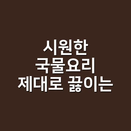 시원한 국물요리 제대로 끓이는 방법, 집에서 실패 줄이는 육수와 불 조절 - 요약
