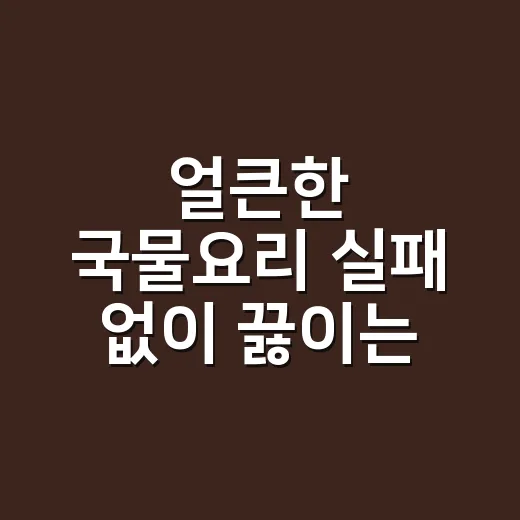 얼큰한 국물요리 실패 없이 끓이는 방법, 물 양과 불 조절부터 잡으세요 - 요약