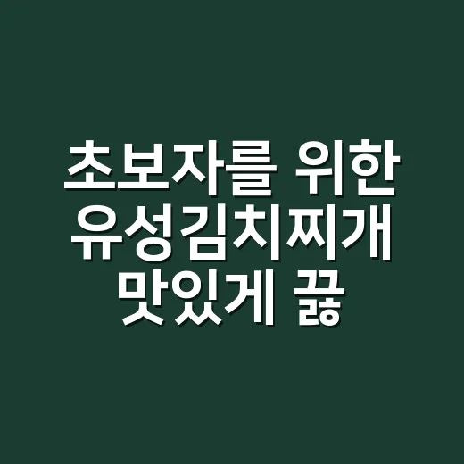 초보자를 위한 유성김치찌개 맛있게 끓이는 방법, 물 양과 불 조절까지 - 요약