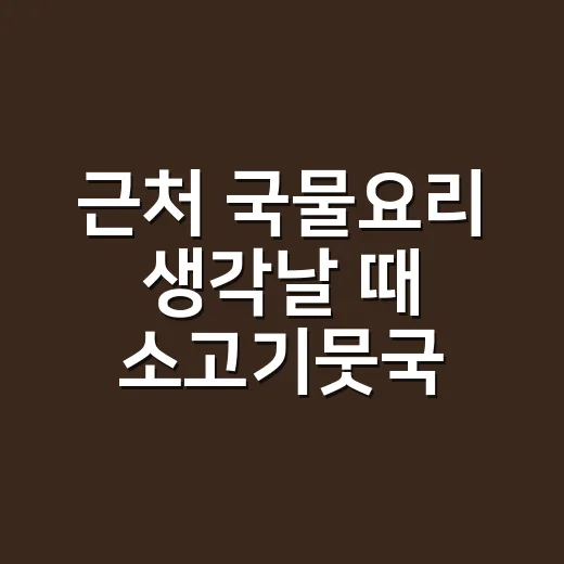 근처 국물요리 생각날 때 소고기뭇국 끓이는 방법 - 요약