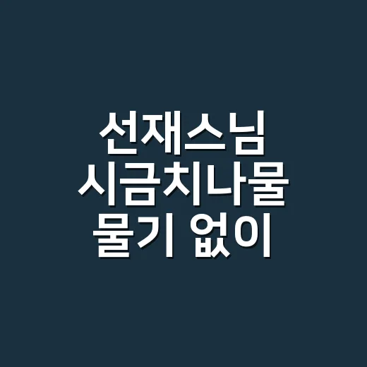 선재스님 시금치나물 물기 없이 무치는 방법 - 요약