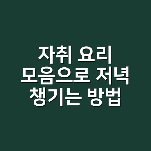 자취 요리 모음으로 저녁 챙기는 방법 - 요약