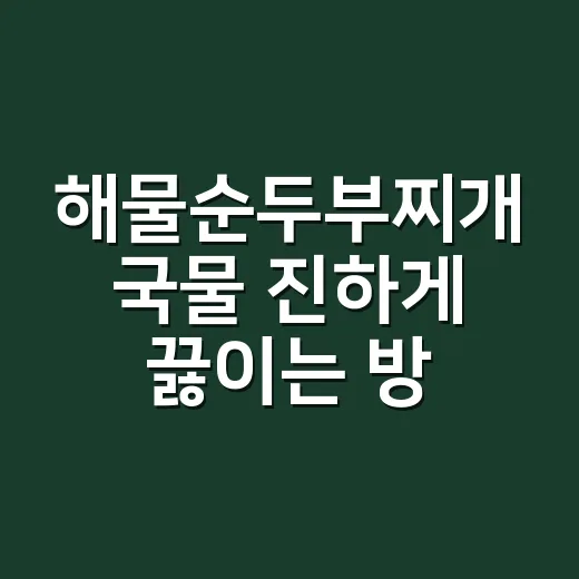 해물순두부찌개 국물 진하게 끓이는 방법 - 요약