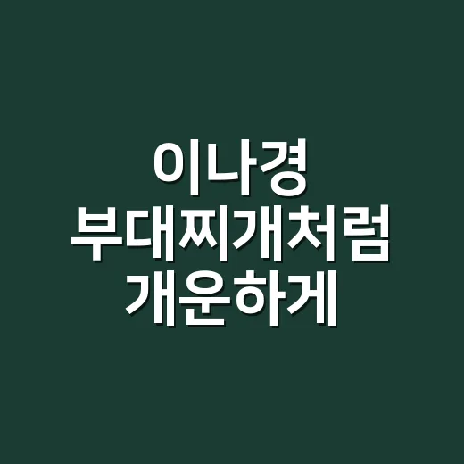 이나경 부대찌개처럼 개운하게 끓이는 방법 - 요약