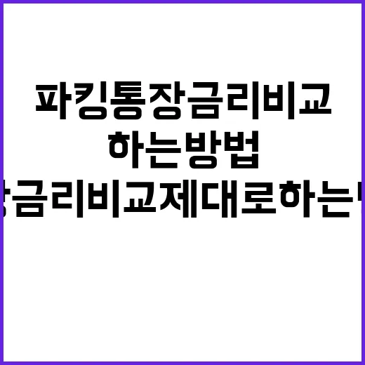 파킹통장금리비교 제대로 하는 방법, 금리보다 먼저 봐야 할 것들 - 요약