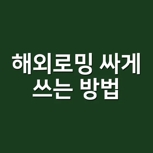 해외로밍 싸게 쓰는 방법, 출국 전 10분만 확인하면 달라져요 - 요약