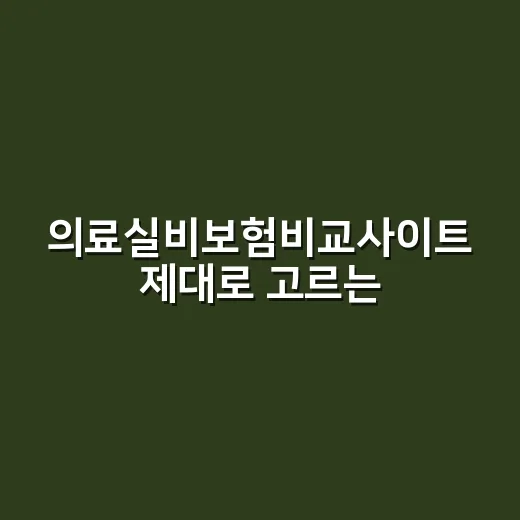 의료실비보험비교사이트 제대로 고르는 방법 - 요약