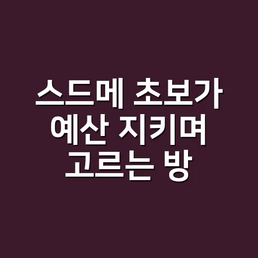 스드메 초보가 예산 지키며 고르는 방법 - 요약