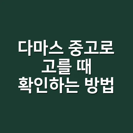 다마스 중고로 고를 때 확인하는 방법 - 요약