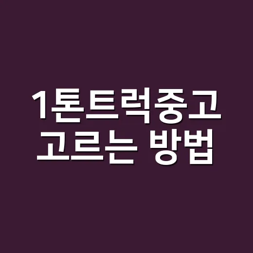1톤트럭중고 고르는 방법, 처음 사는 분이 놓치기 쉬운 체크포인트 - 요약