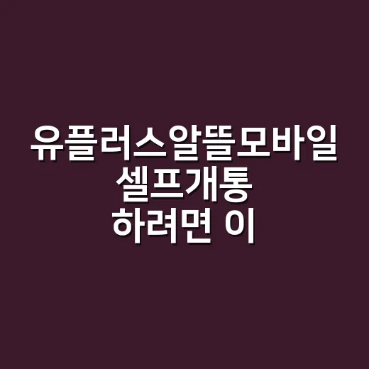 유플러스알뜰모바일 셀프개통 하려면 이렇게 준비하면 편해요 - 요약