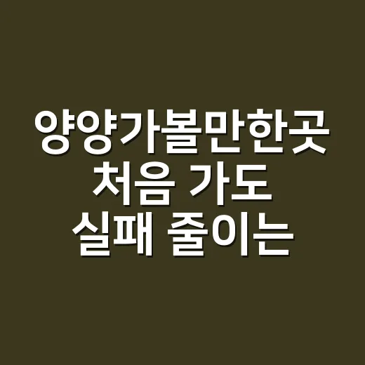 양양가볼만한곳 처음 가도 실패 줄이는 코스 짜는 방법 - 요약