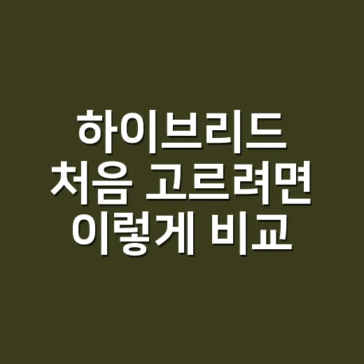 하이브리드 처음 고르려면 이렇게 비교하면 됩니다 - 요약