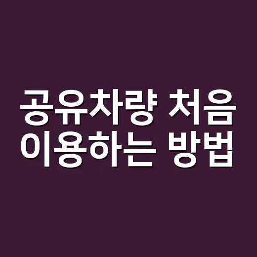 공유차량 처음 이용하는 방법, 예약부터 반납까지 이렇게 하면 편합니다 - 요약