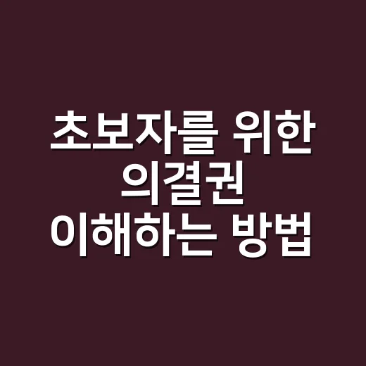 초보자를 위한 의결권 이해하는 방법: 주식 1주가 말할 수 있는 힘 - 요약