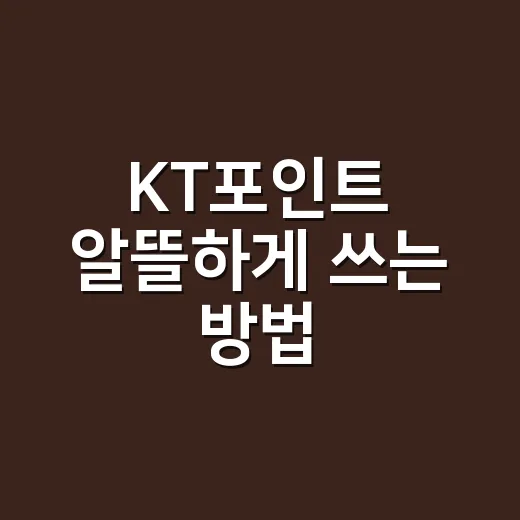 KT포인트 알뜰하게 쓰는 방법, 남기지 않으려면 이렇게 쓰면 됩니다 - 요약