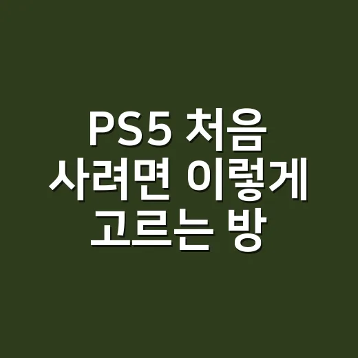PS5 처음 사려면 이렇게 고르는 방법 - 요약
