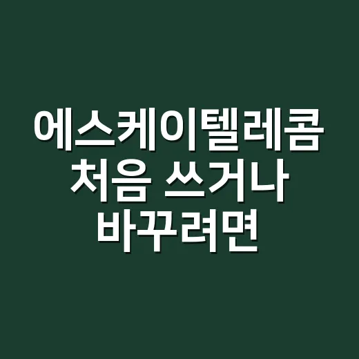 에스케이텔레콤 처음 쓰거나 바꾸려면 이렇게 고르면 편해요 - 요약