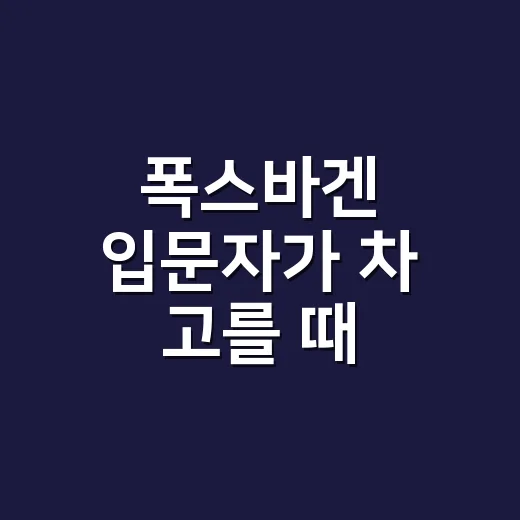 폭스바겐 입문자가 차 고를 때 확인하는 방법 - 요약
