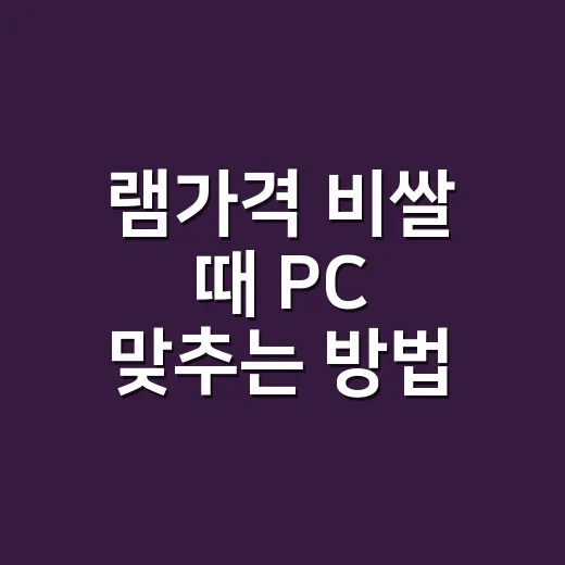 램가격 비쌀 때 PC 맞추는 방법, 지금 사도 되는 기준 - 요약