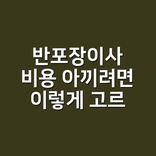 반포장이사 비용 아끼려면 이렇게 고르면 됩니다 - 요약