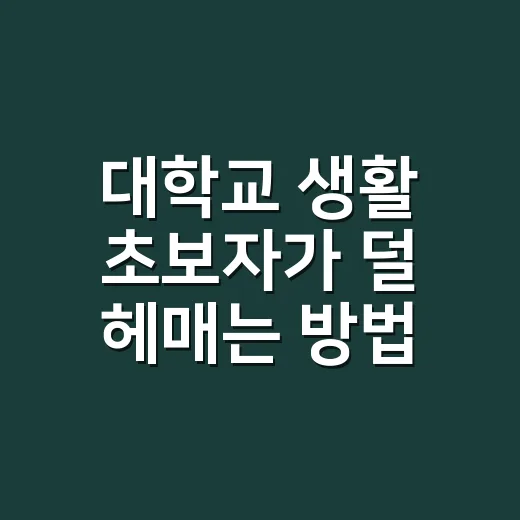 대학교 생활 초보자가 덜 헤매는 방법 - 요약
