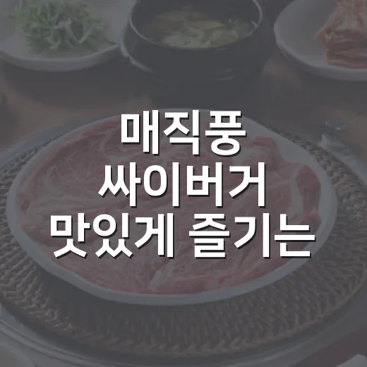 매직풍 싸이버거 맛있게 즐기는 방법, 소스와 조합만 바꿔도 달라져요 - 요약